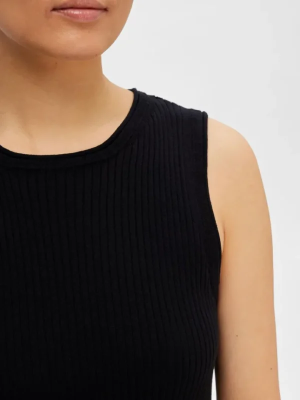 Toppe Og Bluser | Strik>SELECTED ÆRMELØS STRIKKET TOP Black