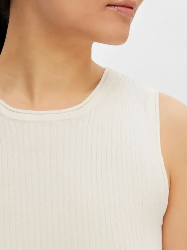 Toppe Og Bluser | Strik>SELECTED ÆRMELØS STRIKKET TOP Beige