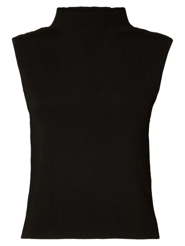 Strik>SELECTED ÆRMELØS STRIKKET TOP Black