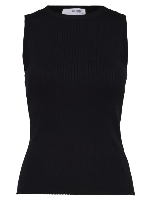 Toppe Og Bluser | Strik>SELECTED ÆRMELØS STRIKKET TOP Black