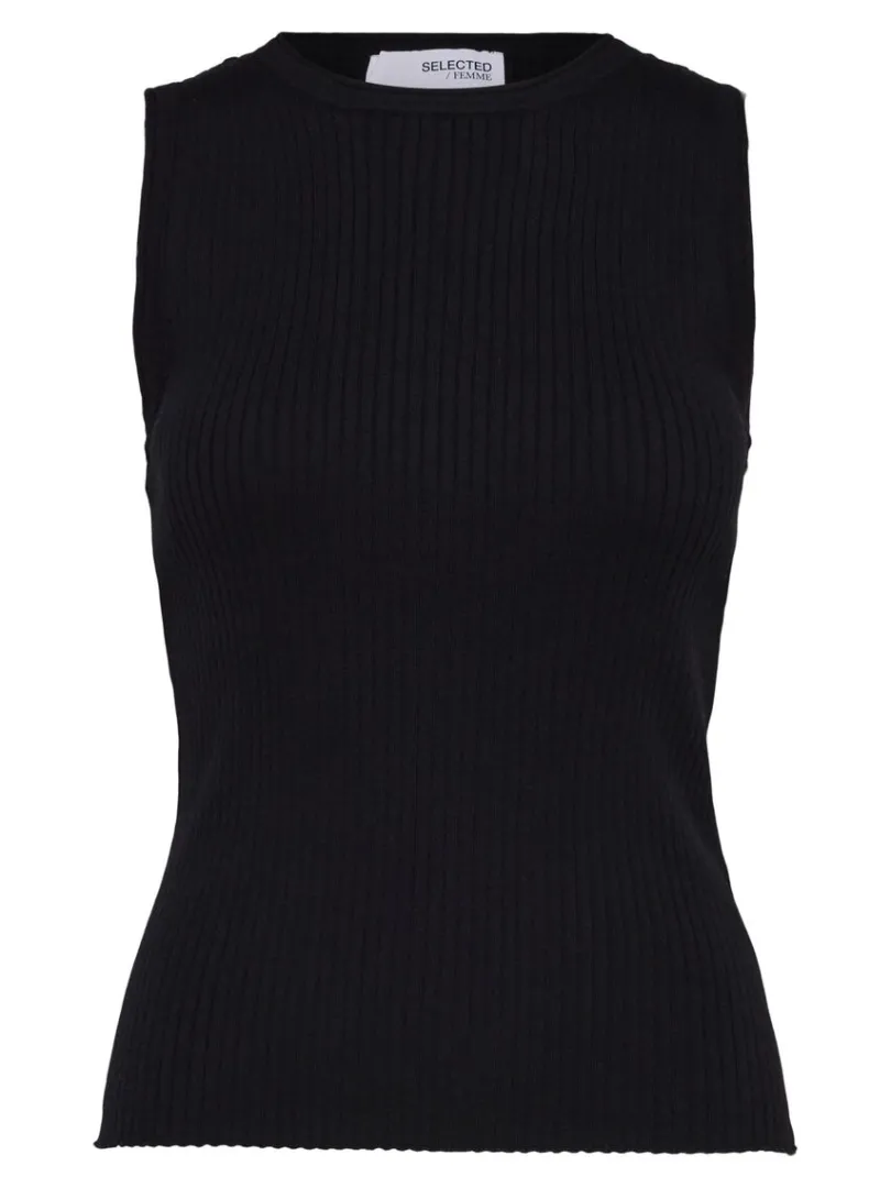 rmels_strikket_top_5-4.webp Toppe Og Bluser | Strik>SELECTED ÆRMELØS STRIKKET TOP Black