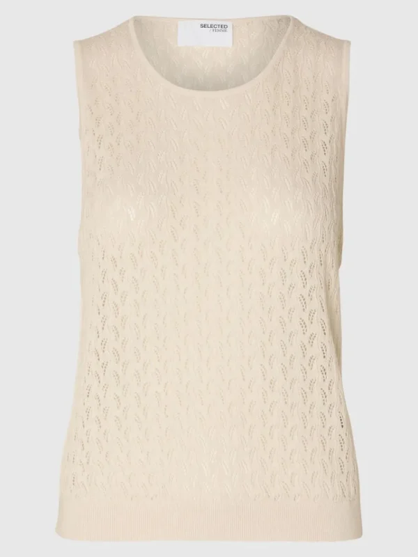Toppe Og Bluser | Strik>SELECTED ÆRMELØS STRIKKET TOP Beige