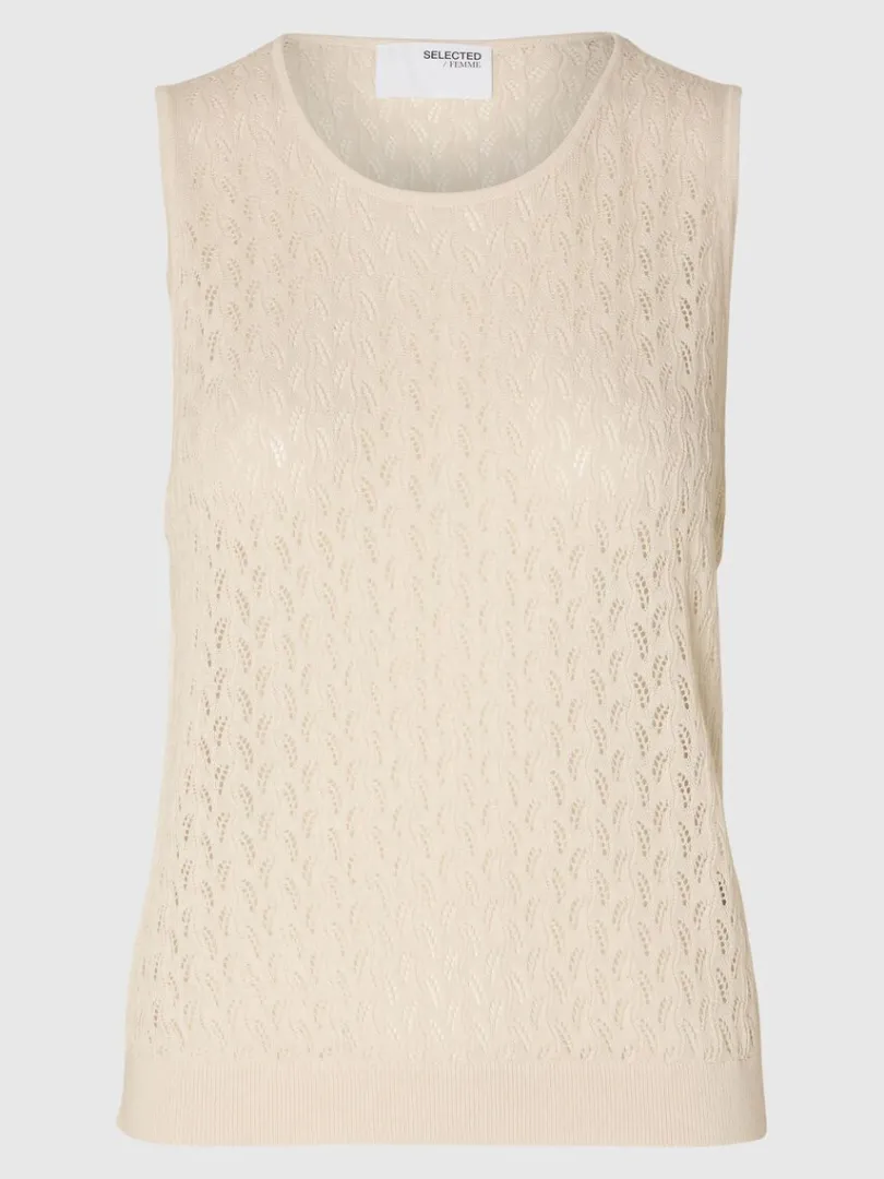 rmels_strikket_top_5-5.webp Toppe Og Bluser | Strik>SELECTED ÆRMELØS STRIKKET TOP Beige