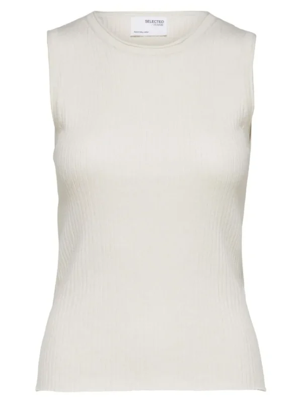 Toppe Og Bluser | Strik>SELECTED ÆRMELØS STRIKKET TOP Beige