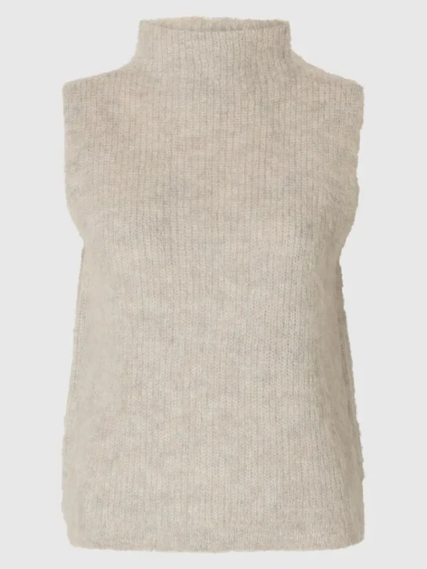 Strik>SELECTED ÆRMELØS STRIKKET TOP Beige