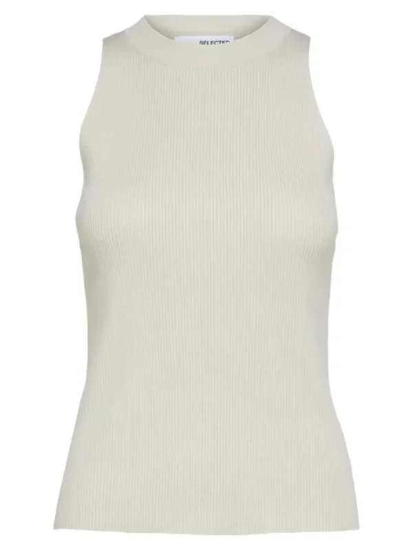 Toppe Og Bluser | Strik>SELECTED ÆRMELØS STRIKKET TOP Beige