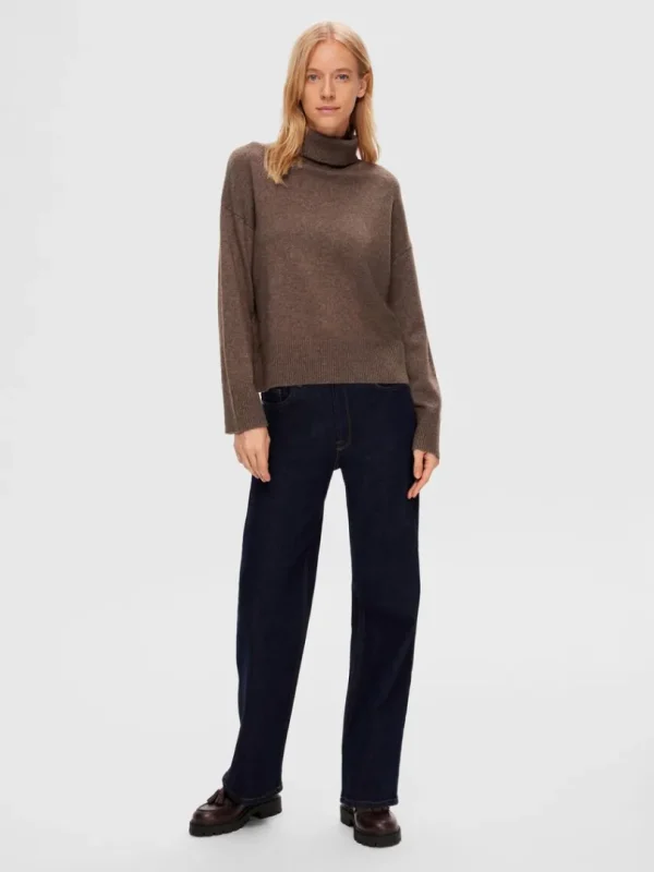 Strik>SELECTED RULLEKRAVE PULLOVER Brown
