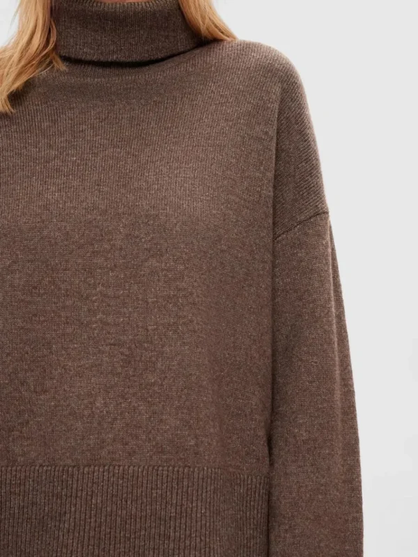 Strik>SELECTED RULLEKRAVE PULLOVER Brown