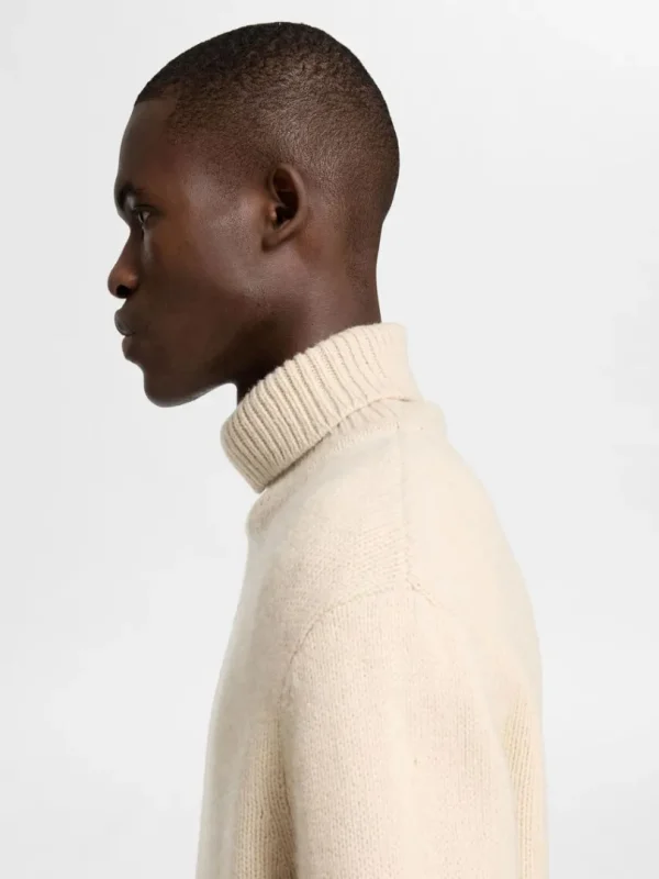 Strik>SELECTED RULLEKRAVE PULLOVER Beige