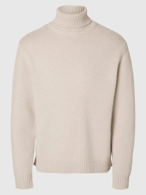 Strik>SELECTED RULLEKRAVE PULLOVER Beige