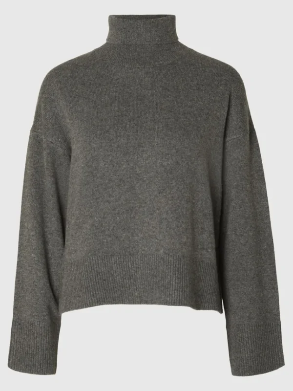 Strik>SELECTED RULLEKRAVE PULLOVER Grey