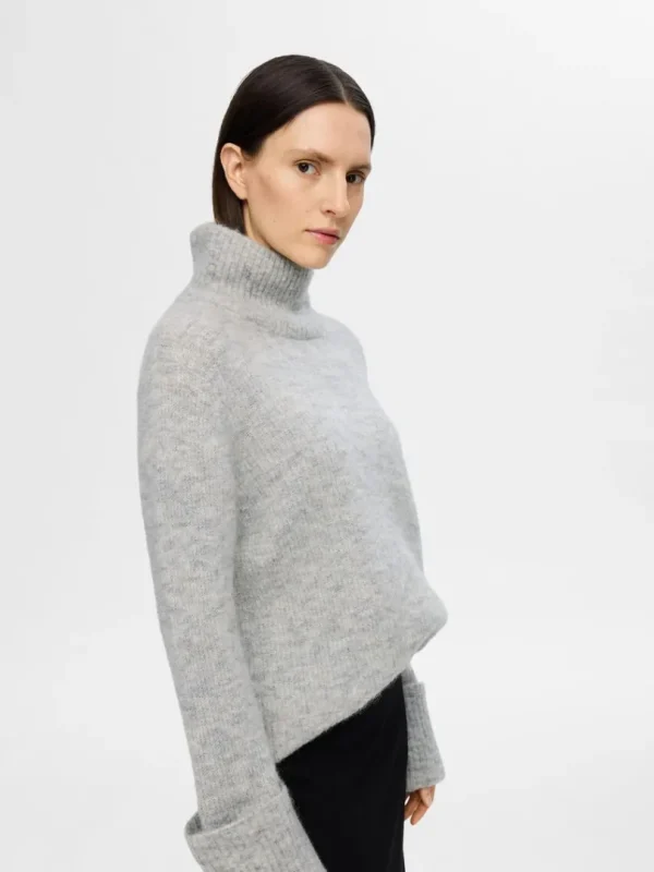 Strik>SELECTED RULLEKRAVE STRIKTRØJE Grey