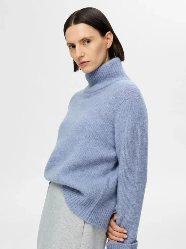 Strik>SELECTED RULLEKRAVE STRIKTRØJE Blue