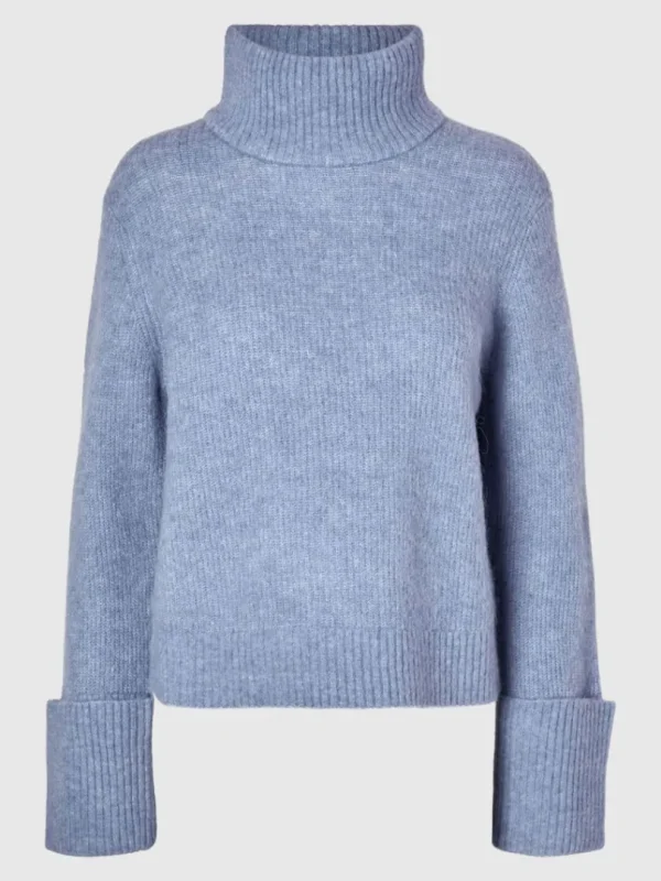 Strik>SELECTED RULLEKRAVE STRIKTRØJE Blue