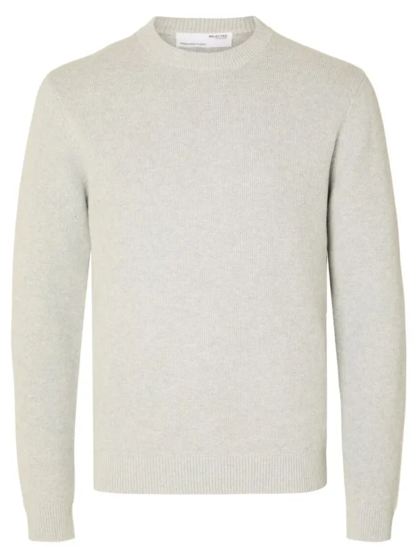 Strik>SELECTED RUND HALS STRIKTRØJE Grey