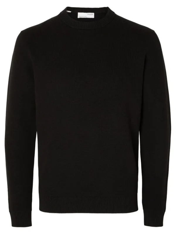 Strik>SELECTED RUND HALS STRIKTRØJE Black