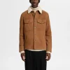 Overtøj | Skjorter>SELECTED 100% RUSKIND OVERSHIRT Brown