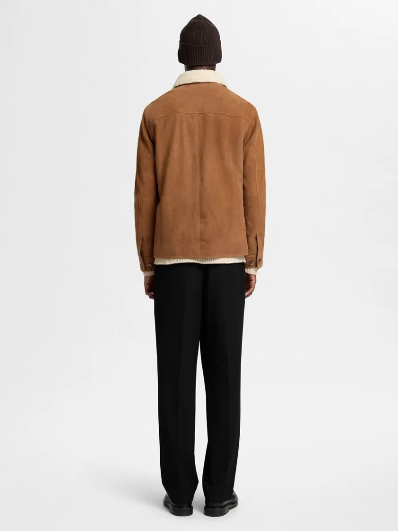 ruskind_overshirt_1.webp Overtøj | Skjorter>SELECTED 100% RUSKIND OVERSHIRT Brown