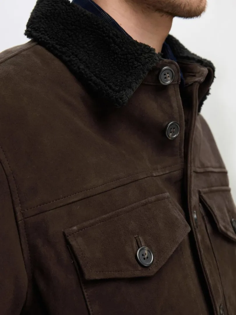 ruskind_overshirt_2-1.webp Overtøj | Skjorter>SELECTED 100% RUSKIND OVERSHIRT Brown