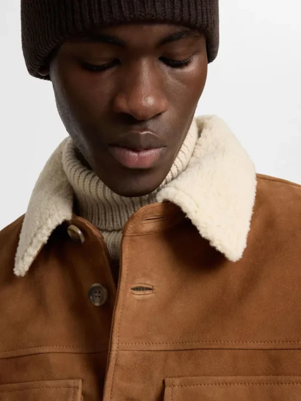 Overtøj | Skjorter>SELECTED 100% RUSKIND OVERSHIRT Brown