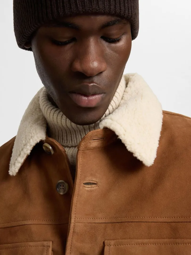 ruskind_overshirt_2.webp Overtøj | Skjorter>SELECTED 100% RUSKIND OVERSHIRT Brown