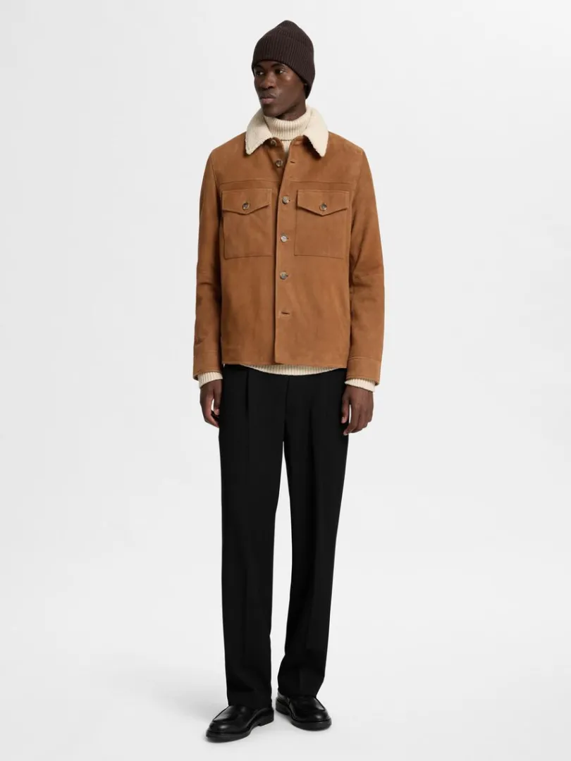 ruskind_overshirt_3.webp Overtøj | Skjorter>SELECTED 100% RUSKIND OVERSHIRT Brown
