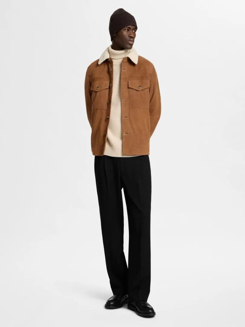 ruskind_overshirt_4.webp Overtøj | Skjorter>SELECTED 100% RUSKIND OVERSHIRT Brown