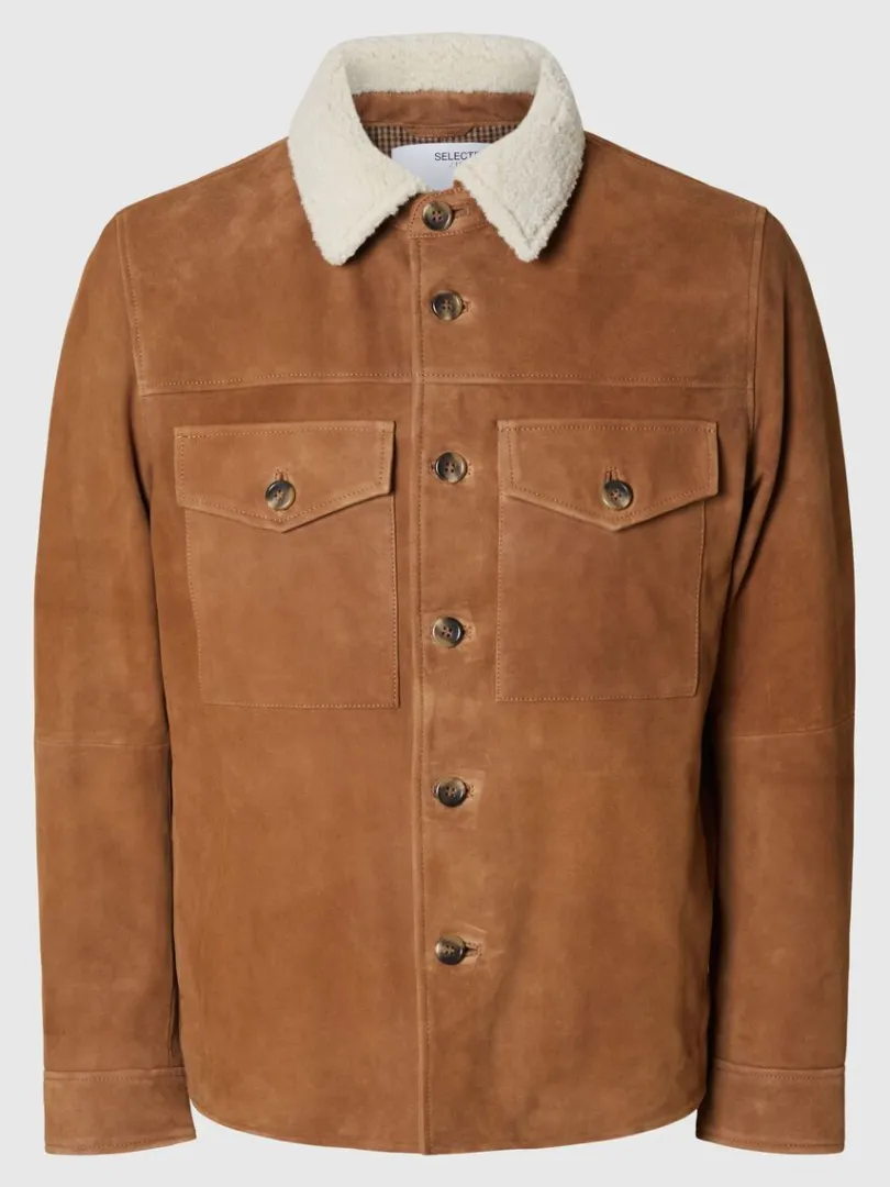 ruskind_overshirt_5.webp Overtøj | Skjorter>SELECTED 100% RUSKIND OVERSHIRT Brown