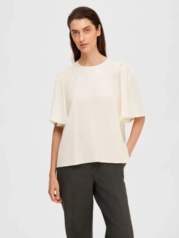 Toppe Og Bluser>SELECTED SATIN BLUSE Beige