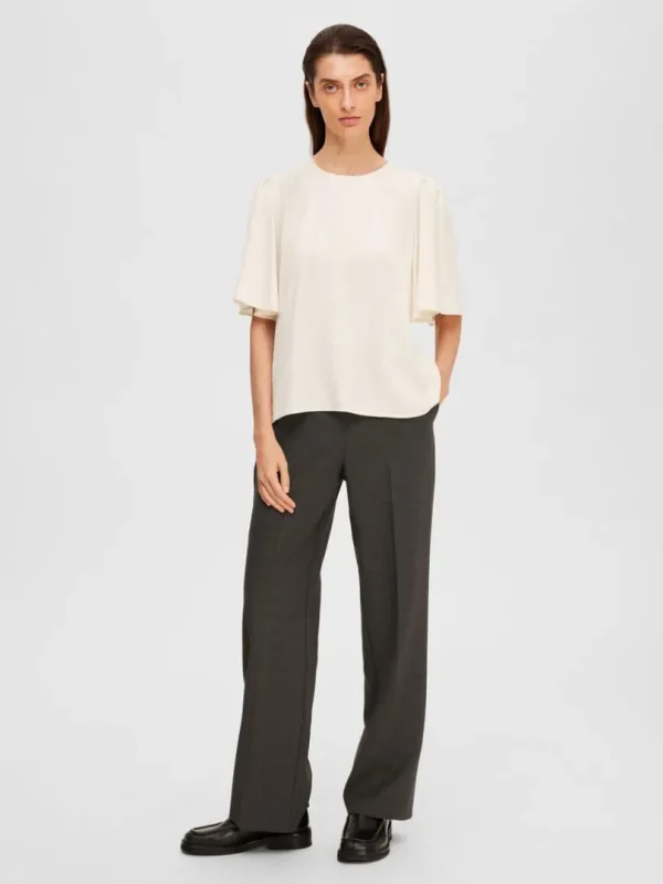 Toppe Og Bluser>SELECTED SATIN BLUSE Beige