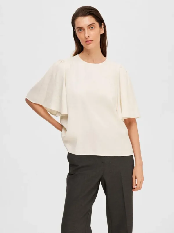 Toppe Og Bluser>SELECTED SATIN BLUSE Beige