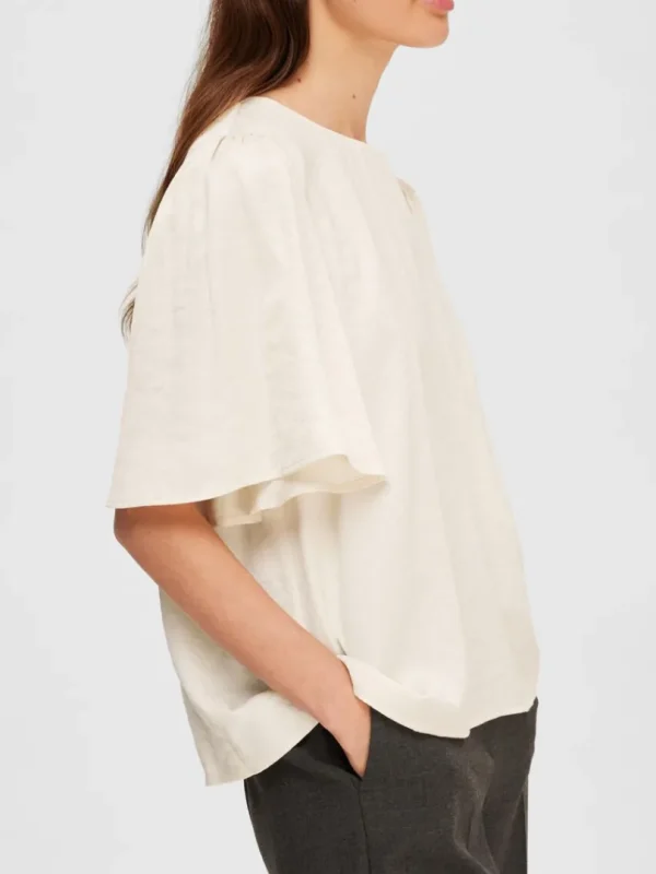 Toppe Og Bluser>SELECTED SATIN BLUSE Beige