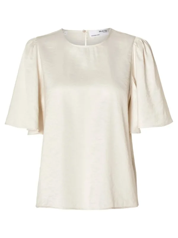 Toppe Og Bluser>SELECTED SATIN BLUSE Beige