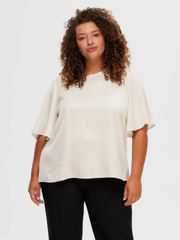 Toppe Og Bluser>SELECTED SATIN BLUSE Beige