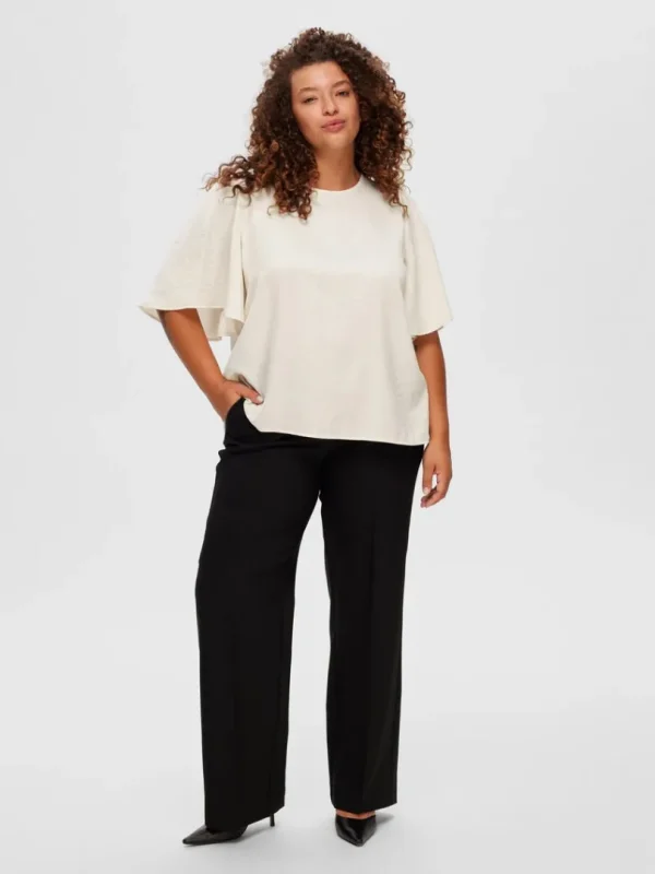 Toppe Og Bluser>SELECTED SATIN BLUSE Beige