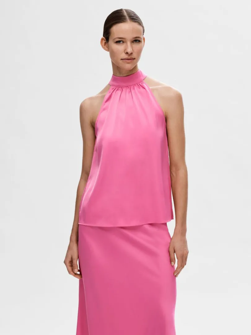 satin_halterneck_top_0.webp Toppe Og Bluser>SELECTED SATIN HALTERNECK TOP Pink