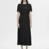 Kjoler>SELECTED SATIN MAXIKJOLE Black