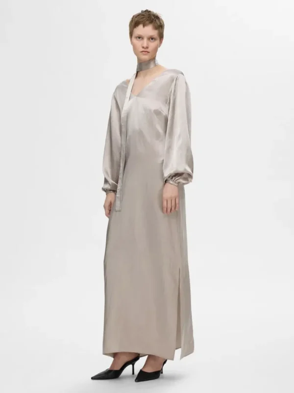 Kjoler>SELECTED SATIN MAXIKJOLE Silver
