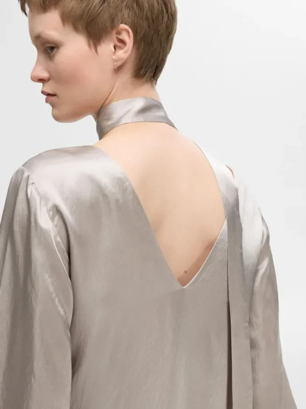 Kjoler>SELECTED SATIN MAXIKJOLE Silver