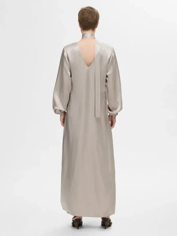 Kjoler>SELECTED SATIN MAXIKJOLE Silver