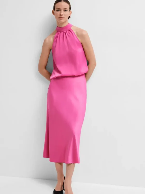 Nederdele>SELECTED SATIN MIDINEDERDEL Pink