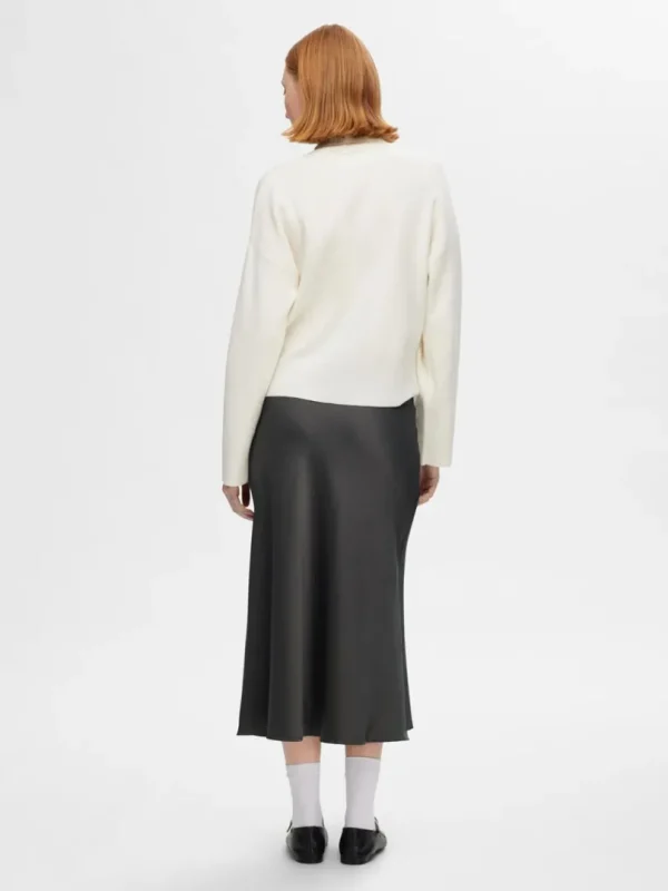 Nederdele>SELECTED SATIN MIDINEDERDEL Grey