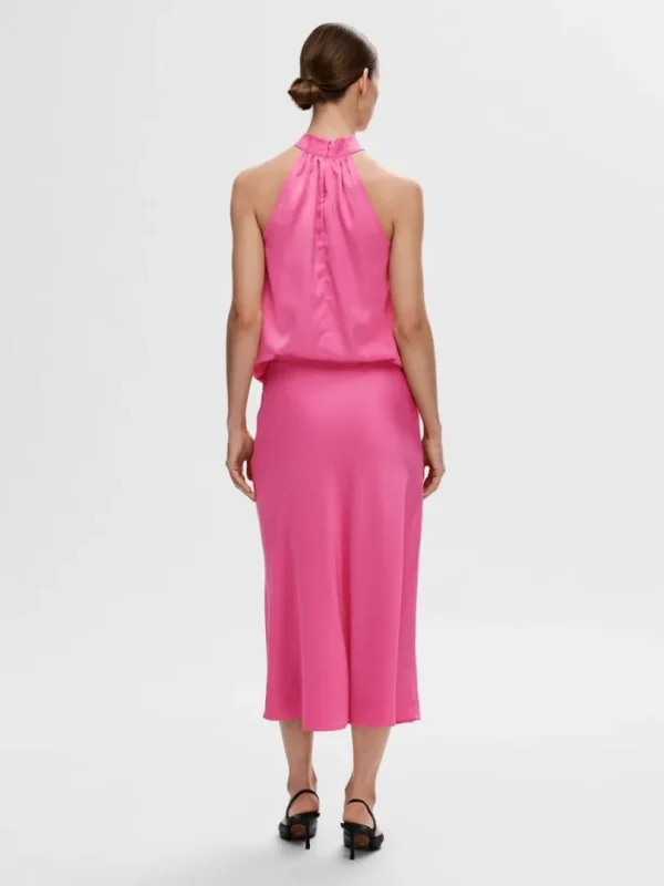 Nederdele>SELECTED SATIN MIDINEDERDEL Pink