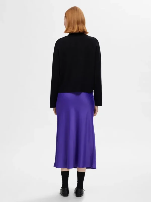 Nederdele>SELECTED SATIN MIDINEDERDEL Purple