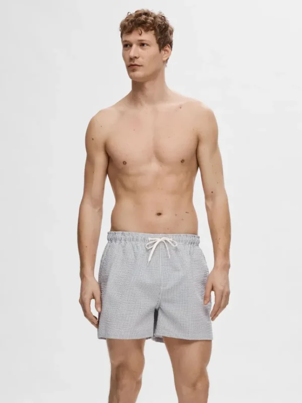 Shorts>SELECTED SEERSUCKER BADESHORTS Blue