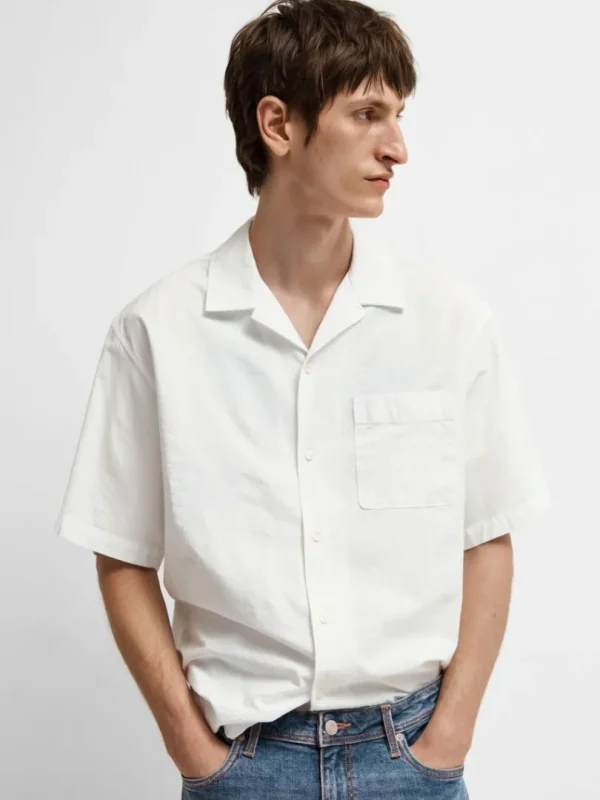 Skjorter>SELECTED SEERSUCKER KORTÆRMET SKJORTE White