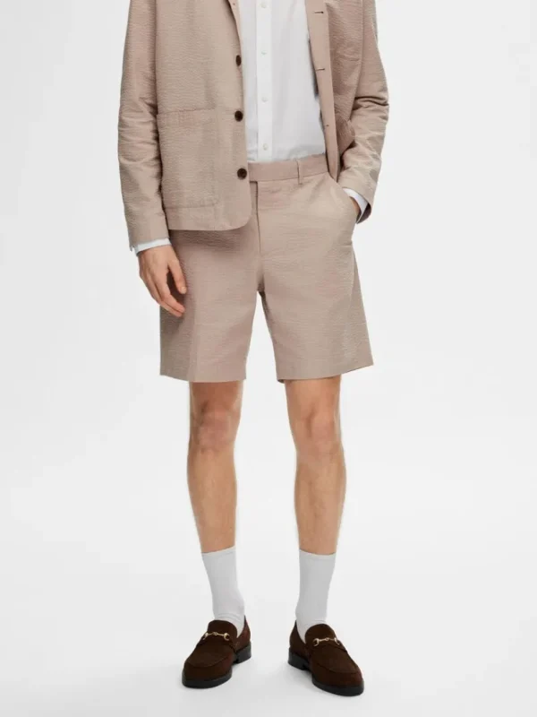 Shorts>SELECTED SEERSUCKER SHORTS Beige