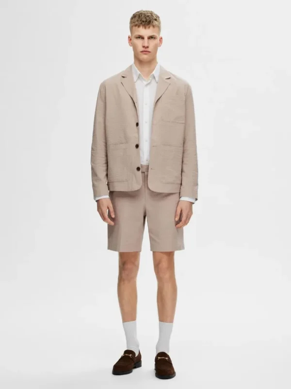 Shorts>SELECTED SEERSUCKER SHORTS Beige
