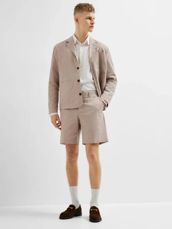 Shorts>SELECTED SEERSUCKER SHORTS Beige