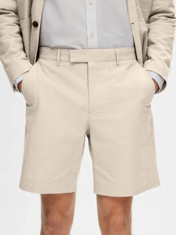 Shorts>SELECTED SEERSUCKER SHORTS Beige